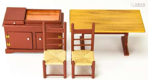 Signed Handmade Artisan Dollhouse Furniture Pieces
