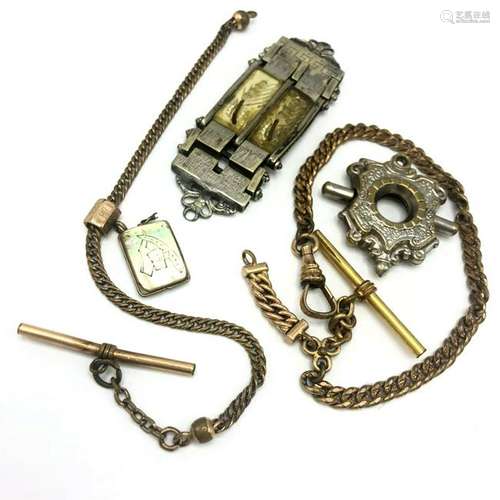 Lot of Antique Watch Chains and Fobs