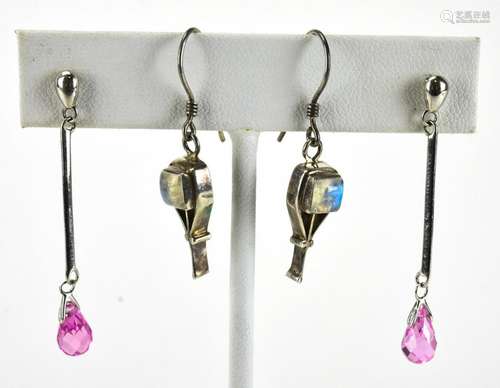 Handmade Sterling Earrings - Amethyst & Moonstone