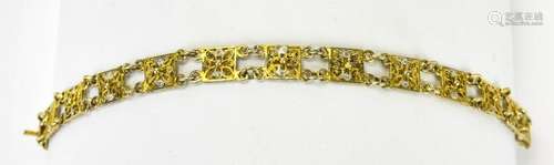 Antique Vermeil 800 Silver Filigree Panel Bracelet