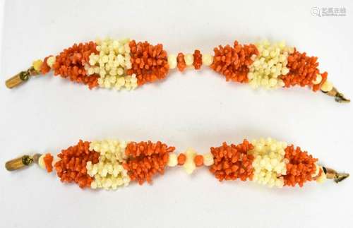 Pair of Antique Victorian Baby Coral Bracelets