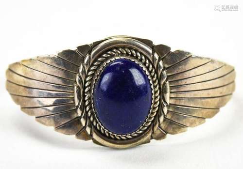 Vintage Native American Sterling & Lapis Bracelet