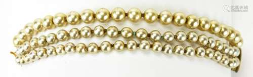 Miriam Haskell Faux Pearl Triple Strand Bracelet