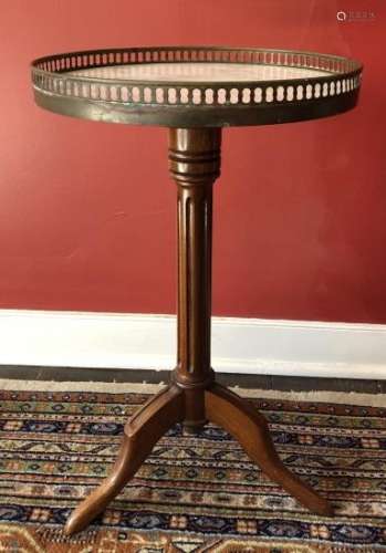 Antique Sheraton Marble Top Table Brass Gallery