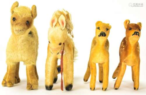 Four Vintage Toy German Steiff Stuffed Animals