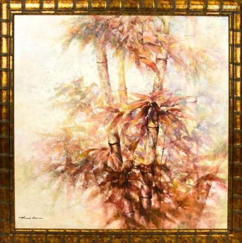 Signed Contemporary Bamboo Oil Painting