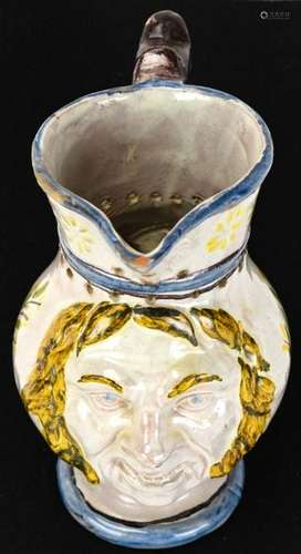 Figural Hand Painted Majolica Gargoyle Pitcher