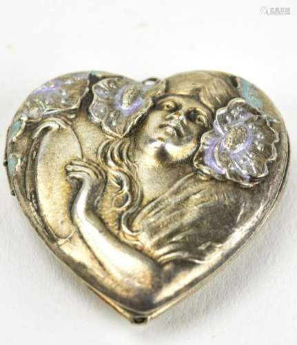 Vintage Heart Form Art Nouveau Locket Pendant