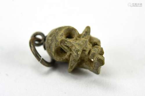 Hand Carved Mount Vesuvius Lava Skull Pendant