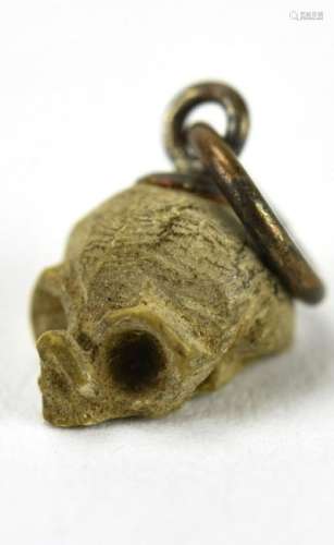 Hand Carved Mount Vesuvius Lava Skull Pendant