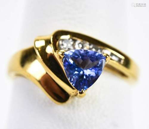 Vintage 14kt Yellow Gold Diamond & Tanzanite Ring