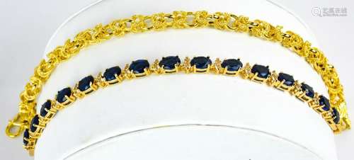 Gold Tone Dragon Faux Diamond / Sapphire Bracelets