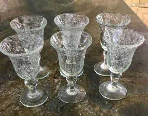 Bubble Pattern Art Glass Blown Goblets