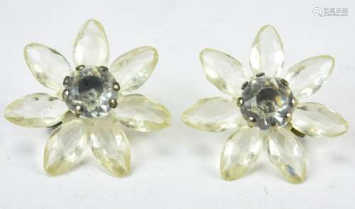 Pair of Vintage Screw Back Rhinestone Earrings