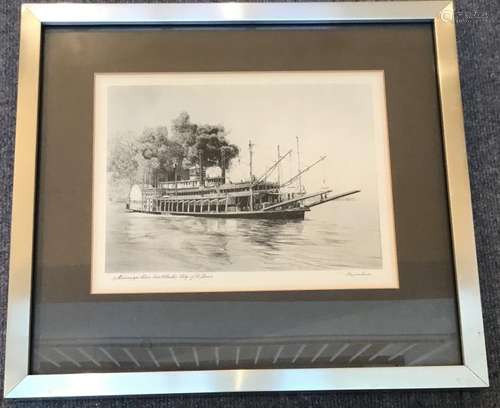 Vintage Mississippi Side Wheeler Saint Louis Print