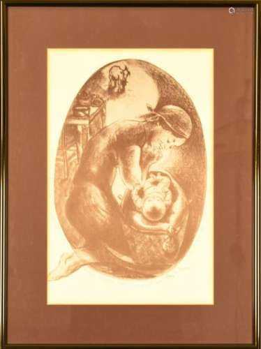 Mother & Child Framed Print Signed Nori