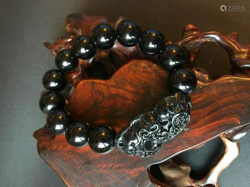 All natural Obsidian Bead bracelet