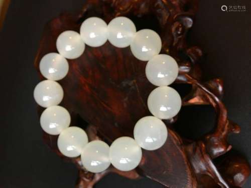 All natural White jade bead bracelet