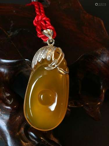All natural Chalcedony inlay Silver Pendant