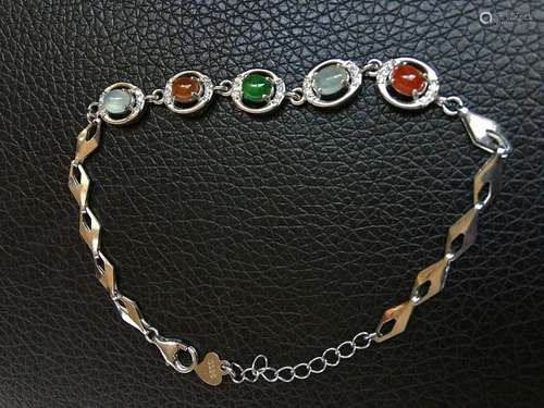 All natural Emerald inlaid Silver Necklace