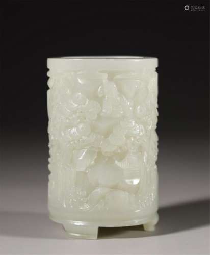 A NICE CARVED WHITE JADE BITONG