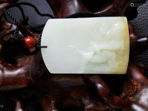 All natural Yellow white old jade pendant