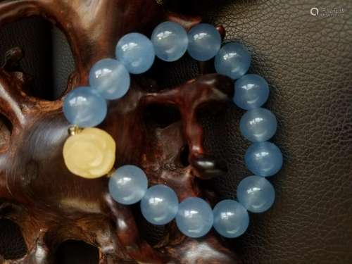 All natural Aquamarine bead bracelet