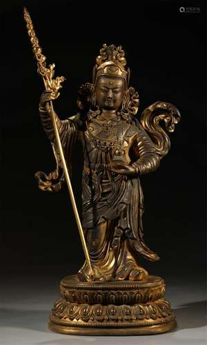 ANTIQUE GILT BRONZE FIGURE OF PADAMASAMBHAVA