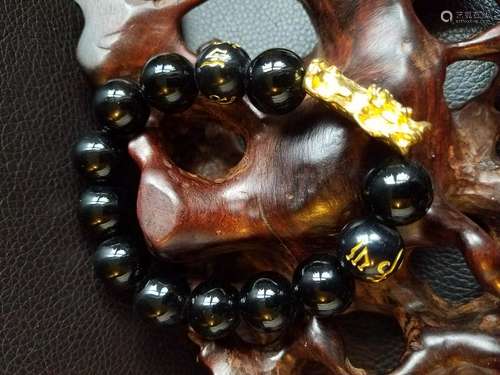 All natural Obsidian Bead Bracelet