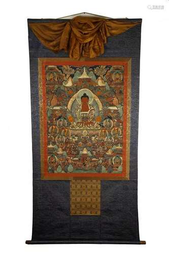 A HANDPAINTED TIBETIAN THANGKA