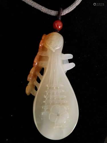 All natural Yellow white old jade Pendant