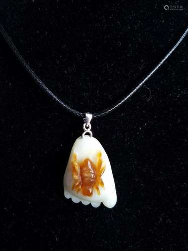 All natural Yellow white old jade Pendant