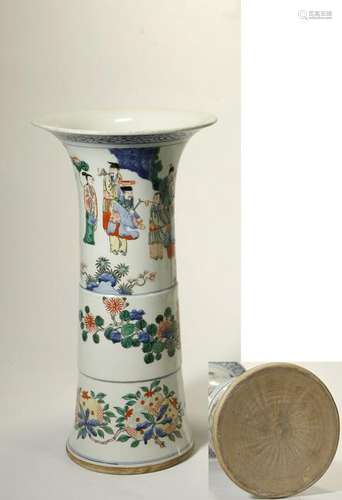 A WUCAI PAINTED GU VASE