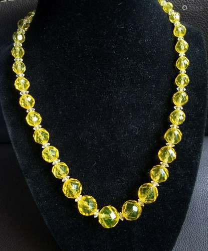 All natural yellow crystal Bead Necklace