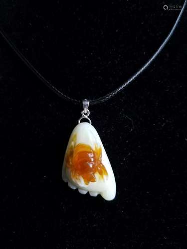 All natural Yellow white old jade Pendant