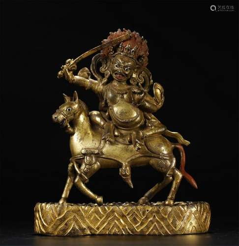 ANTIQUE GILD BRONZE FIGURE OF LAKSHMI