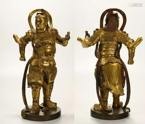 A GILT BRONZE FIGURE OF A WARRIOR