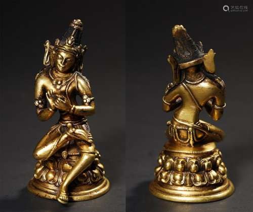 ANTIQUE GILT BRONZE BUDDHA STATUE