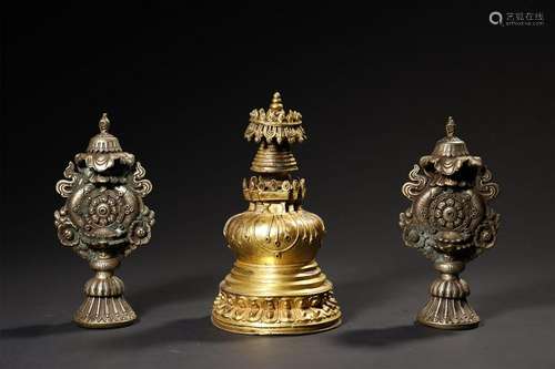 3X TIBETIAN BRONZE ARTIFACTS