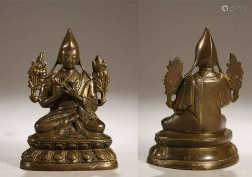 ANTIQUE GILT BRONZE FIGURE OF GURU