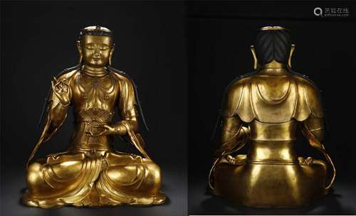 A LARGE GILT BRONZE BUDDHA STATUE