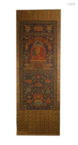 ANTIQUE TIBETIAN HANDPAINTED THANGKA