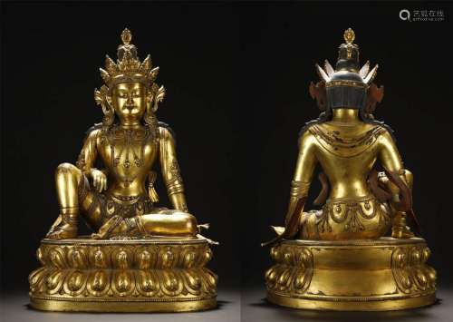 A GILT BRONZE FIGUER OF GUANYING