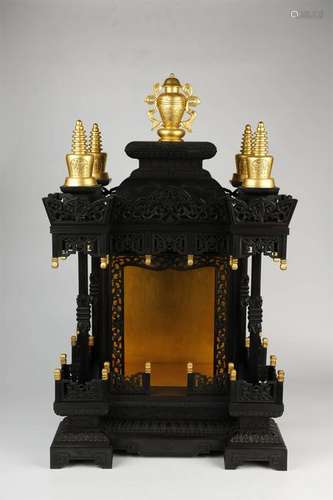 A PARTIAL GILT ZITAN SHRINE