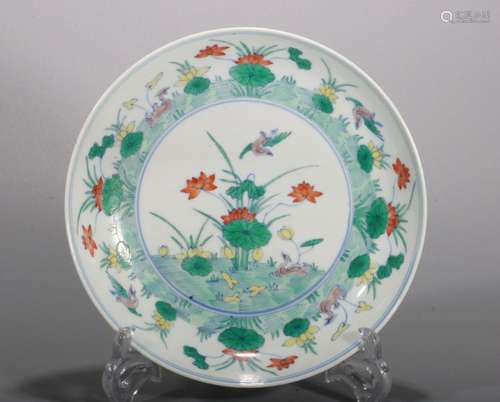 A DOUCAI PLATE/ YONGZHENG MARK