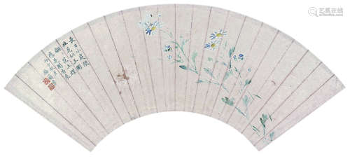 梅兰芳 花卉 扇片 纸本