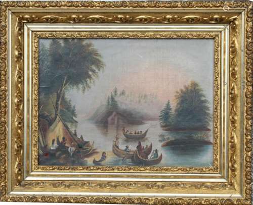 Hudson River School Painting with Figures