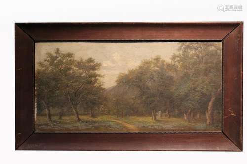 19th C. American School Wooded Landscape Painting