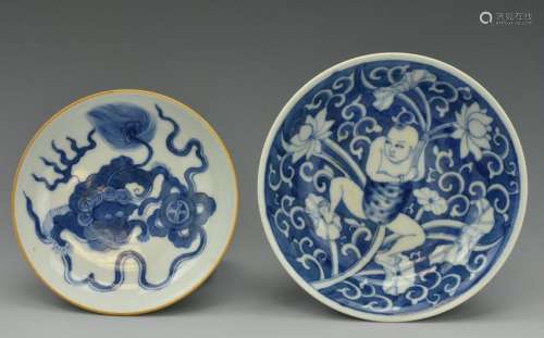 Two Small Chines Blue & White Plates