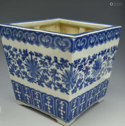 Chinese Blue & White Square Flower Basin,19th C.